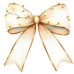 Wall Mural - beautiful decorative bow with fairy lights, perfect for festive occasions. This elegant design adds magical touch to any celebration or gift