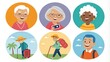 © PoyTumStudio - illustration with diverse older adults engaging in leisure activities, social security benefit concept.