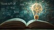 © MSH - An open book with an illustration of a light bulb, Glowing idea light bulb with open book