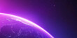 © Ashy studio - Earth in space universe planet with shiny star purple technology science background with copy space. astronomy starry sky shimmering glow wallpaper