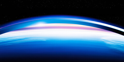 Canvas Print - 3d planet earth orbit abstract in space universe with shiny star dark blue technology science backgr
