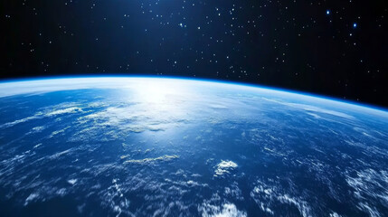Wall Mural - 3d planet earth in space universe with shiny star dark blue technology science background with copy 