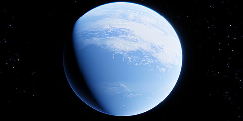Wall Mural - 3d planet earth in space universe with shiny star dark blue technology science background with copy 