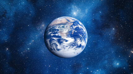 Wall Mural - 3d planet earth in space universe with shiny star dark blue technology science background with copy 