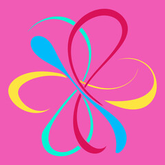 Fototapete - Abstract Colorful Flower Design. A captivating abstract flower design with bright and vivid colors. The image features curves and lines in a geometric pattern, showcasing a modern and dynamic artistic