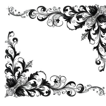 Elegant border with filigree patterns in the corners and delicate swirl accents vector