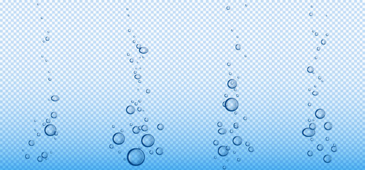 Poster - air bubbles fizzy water isolated on transparent background. vector realistic illustration of oxygen 