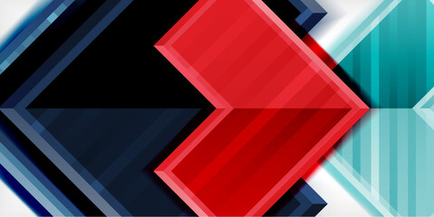 Poster - Arrow symbols created with 3d effects and line texture geometric abstract background
