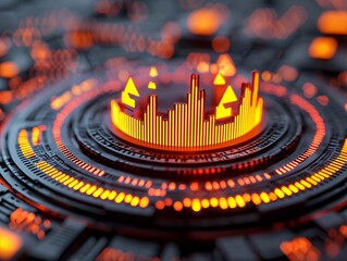 Poster - Futuristic sound wave visualization displayed in vibrant orange tones, showcasing audio data in a digital format.