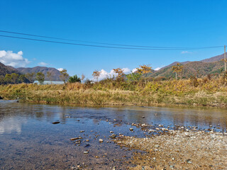 Canvas Print - Autumn rural landscape with a river