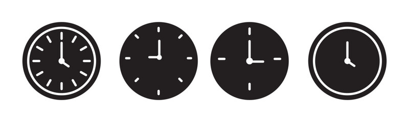 Fototapete - Set of clock icons. Clock, time. Hours dial. Watch time. Business deadline. Time clock icon. Wall clock vector icon. Schedule timer sign for UI designs.