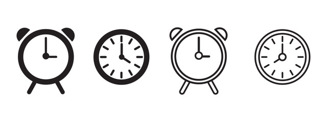 Fototapete - Set of clock icons. Clock, time. Hours dial. Watch time. Business deadline. Time clock icon. Wall clock vector icon. Schedule timer sign for UI designs.