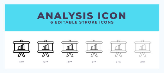 Poster - Analysis icon with editable stroke. Outline icon vector illustration.