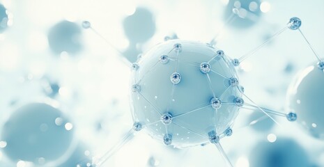 Poster - Abstract Network Connection with Blue and White Spheres