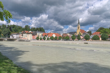 Wall Mural - Bad Tölz at Isar River in upper Bavaria, Germany