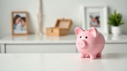 Colored markers for brainstorming sessions. Two adorable piggy banks, pink and mint, sit on a colorful desk surrounded by notes, embodying savings with playful charm.