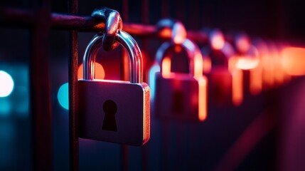 Leinwandbilder - A row of locks with one of them having a keyhole