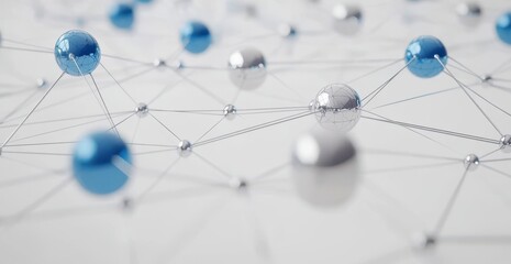 Poster - Global Connections with Blue and Silver Spheres
