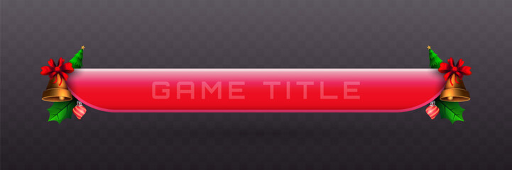 Wall Mural - Christmas-Themed Game Title Lower Third Banner in Rose Color for Game UI Designs