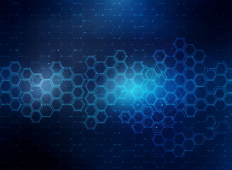 Aufkleber - Abstract background with hexagonal shapes and blue tones.