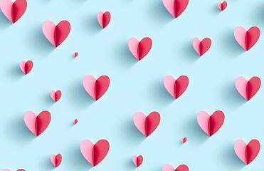 Canvas Print - 3D paper hearts pattern, seamless