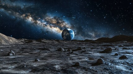 Earthrise from a Lunar Surface