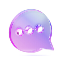 Poster - 3d glass hologram circle speech bubble render icon. Holographic gradient crystal communication and thought balloon. Dialogue, speak and message box, frame, isolated design element. 3D illustration