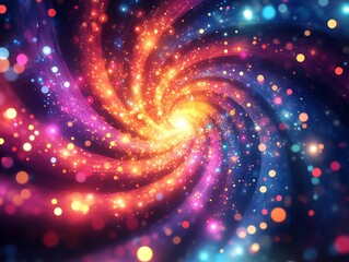Poster - A swirling abstract background with glowing lights and colors in a spiral pattern.