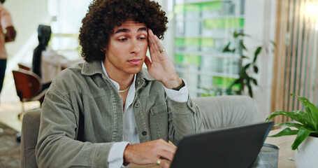 Aufkleber - School, tired student and man on laptop for online research, studying and learning at college. University, academy and person on computer with burnout for project, assignment and test for education