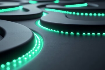 Poster - Abstract background with green glowing lines on a white surface.