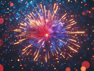 Poster - Abstract colorful starburst explosion with bokeh background.