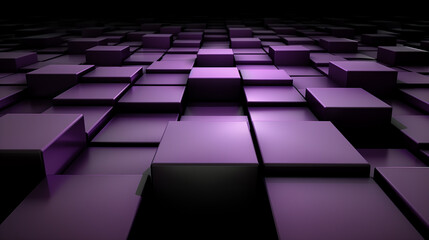 Poster - 3d abstract background of rotating, floating cubes with a smooth gradient from purple to black, crea
