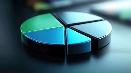 Poster - Colorful pie chart on a sleek dark background, representing data visualization, business analysis, and modern graphic design concepts for professional presentations or reports.
