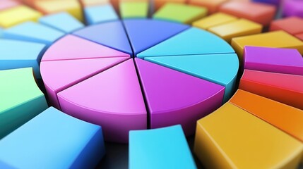 Poster - Colorful Geometric Shapes Arranged in a Circular Pattern for Creative Data Visualization and Modern Design Concepts in Bright Tones and Vibrant Hues
