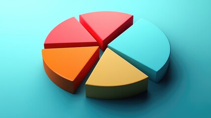 Poster - Colorful Three-Dimensional Pie Chart Segments Displaying Data Visualization Concept in Modern and Minimalistic Design