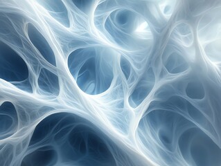 Leinwandbilder - Abstract fractal pattern of white lines on a blue background, resembling a network or web.