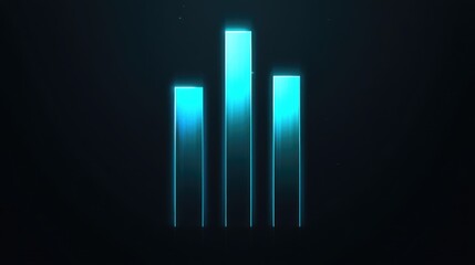  - Abstract digital graphic depicting glowing blue bars representing data visualization, growth metrics, and modern technology concepts against a dark background for creative projects.