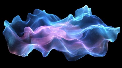 Poster - Abstract Colorful Waves of Light with Smooth Curves and Ethereal Motion Creating a Dreamy Visual Experience on a Black Background