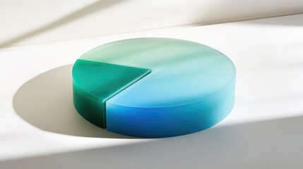 Poster - Abstract Circular Shape in Soft Blue and Green Gradients Casting Gentle Shadows on a White Surface, Reflecting Modern Design Aesthetics and Minimalism