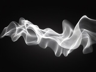 Poster - Abstract white wavy lines on a black background.