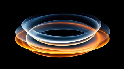 Poster - Abstract Digital Art Featuring Colorful Light Rings and Waves on a Dark Background Creating a Futuristic and Ethereal Atmosphere for Visual Designs