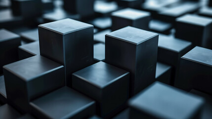 Poster - abstract background black cubes 3d wallpaper 