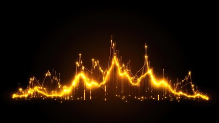 Poster - Abstract Golden Energy Wave with Dynamic Fluctuations and Sparkling Points Representing Data Trends and Digital Transformations in Modern Visuals
