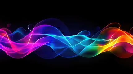 Poster - Vibrant Colorful Waves Flowing in Smooth Motion Against a Dark Background, Capturing the Essence of Light and Energy in a Dynamic Abstract Composition