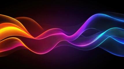 Poster - Flowing Waves of Light in Vibrant Colors Creating a Dynamic and Abstract Background for Creative Projects and Artistic Presentations
