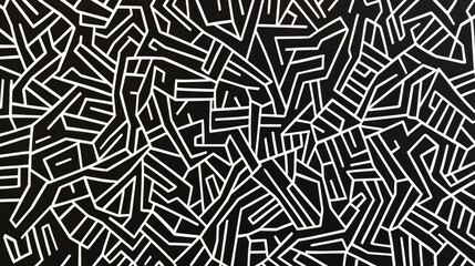 Poster - Abstract Black and White Geometric Lines Pattern with Intricate Design Elements for Modern Artistic Background or Creative Projects