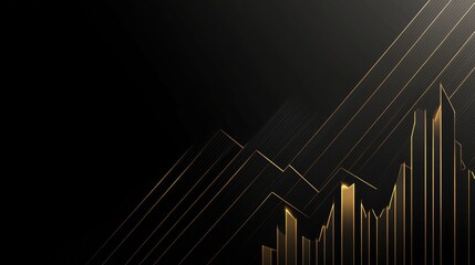 Poster - Elegant Gold Line Graph on Dark Background for Financial and Business Concepts with Abstract Artistic Touch for Modern Presentations and Reports