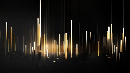 Poster - Abstract representation of light beams in vertical lines against a dark background creating a sense of depth and illumination for design projects or artistic use