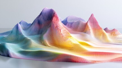 Poster - Abstract Colorful Mountain Landscape Design in Textured Waves and Vibrant Hues, Ideal for Creative Projects, Backgrounds, and Art Inspiration Visually Appealing Aesthetic