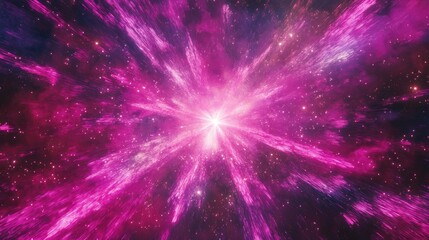 Poster - Vibrant Cosmic Explosion with Pink and Purple Hues, Capturing the Essence of Deep Space and Stellar Energies in a Stunning Visual Display of Light and Motion